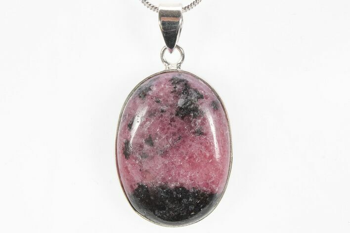 Polished Rhodonite Pendant - Sterling Silver #238639